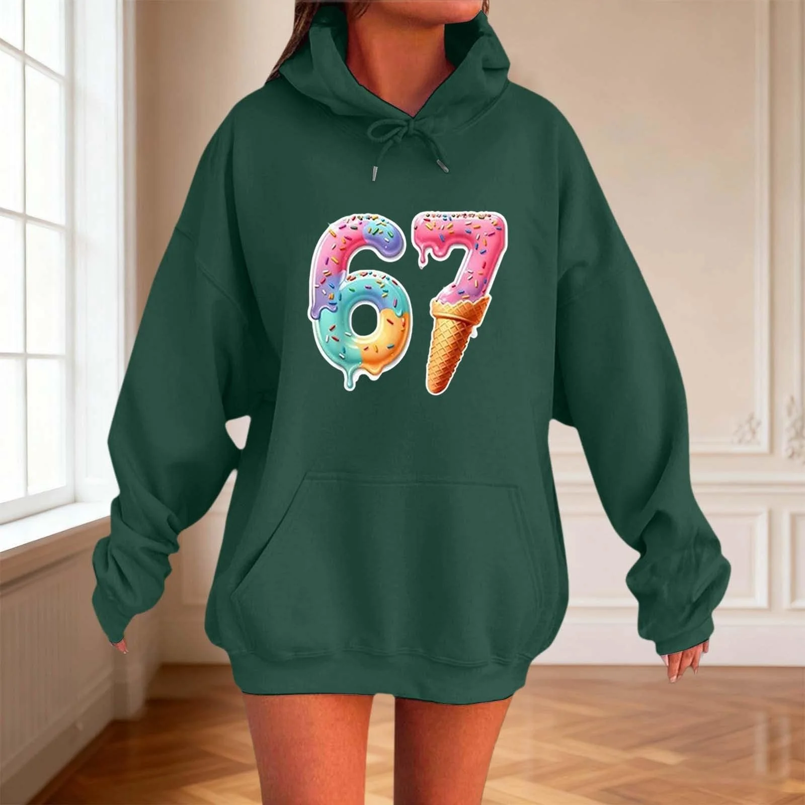 Худи Толстовка для девочки Детский повседневный модный худи с принтом Мягкий флисовый теплый дышащий свитшот Удобная толстовка для отдыха и игр Куртка на молнии с длинными рукавами, фото №2