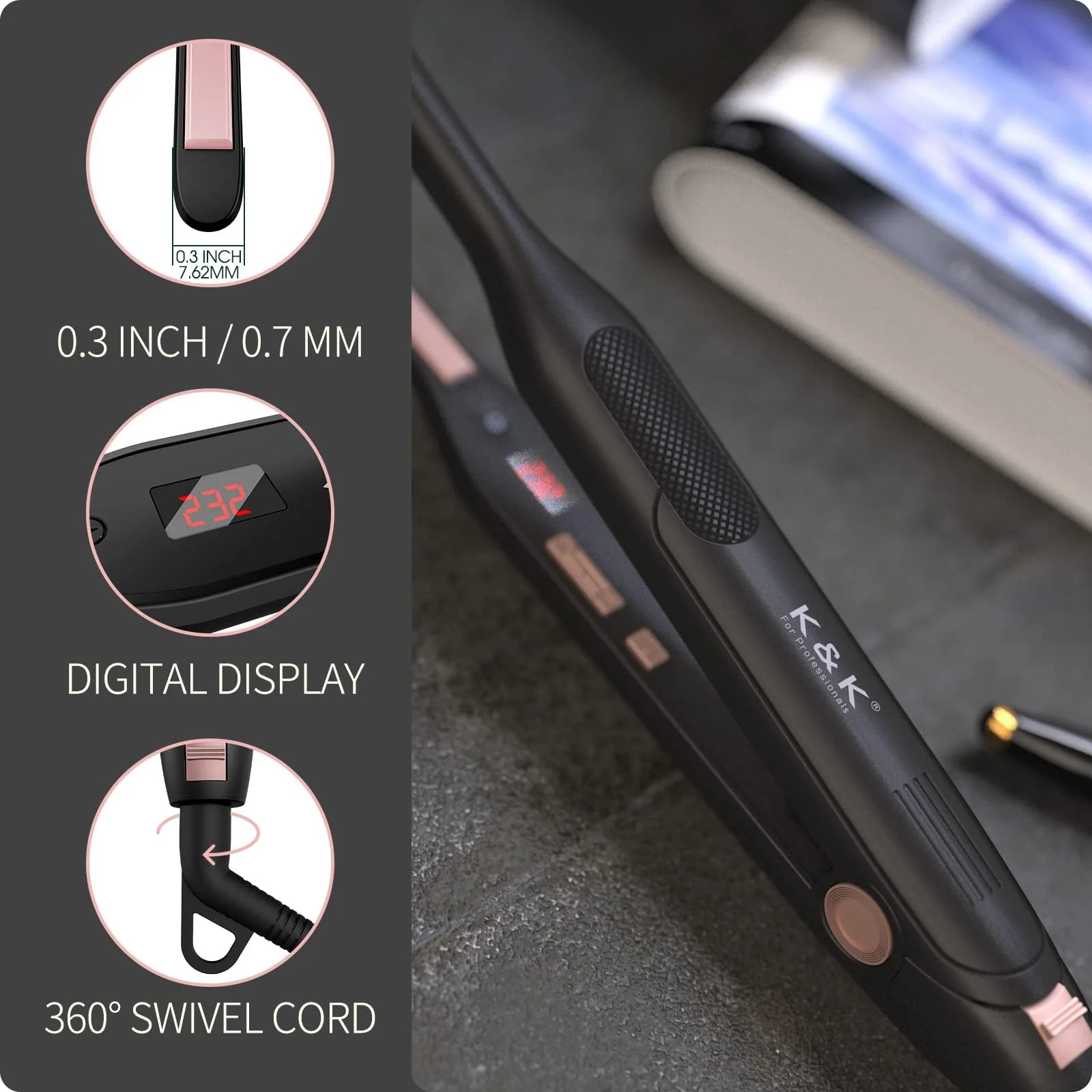 Hair Straightener K&K Mini Professional 15S Titanium 7 мм, фото №3 Hair Straightener K&K Mini Professional 15S Titanium 7 мм, фото №3
