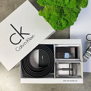 Подарунковий набір зі шкіряним ремнем CK з двома змінними пряжками Келвін Кляйн - Фото 1