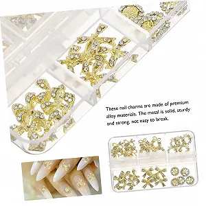 Металлические украшения для ногтей FRCOLOR Набор 4 шт. Универсальные стили Плоская задняя часть Аксессуары для маникюра 120 шт. synthetic.ua - Фото 1