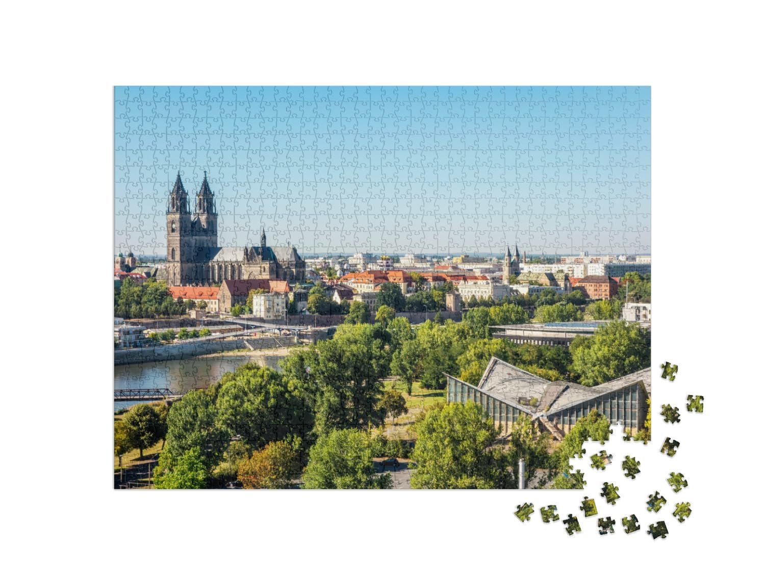 Пазл puzzleYOU Magdeburg View from Magdeburg, Saxony-Anhalt, Germany 1000 деталей, фото №2