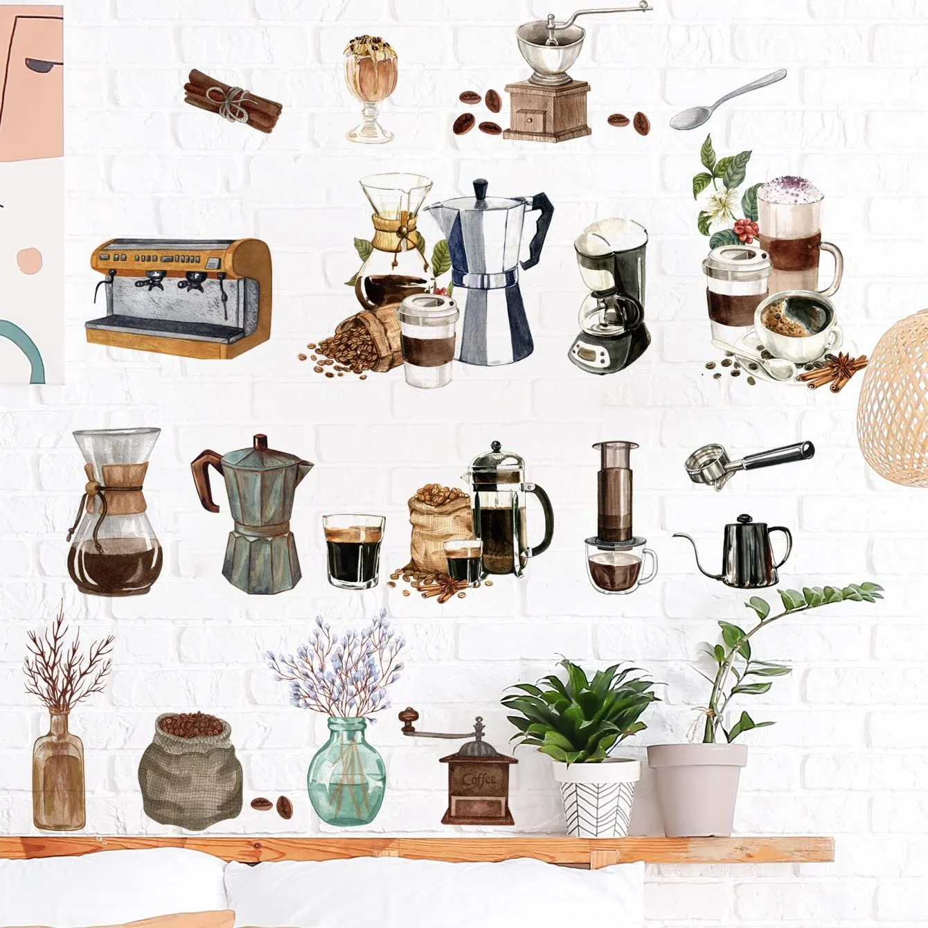 Наклейка на стіну Runtoo Кавова чашка та зерна Самоклеюча, фото №3