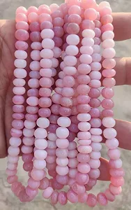 Бусины Круглые Розовый Опал Натуральный, гладкие: 8-8.5 мм, нить длиной 40 см, камни для ожерелья и браслета - Фото 1