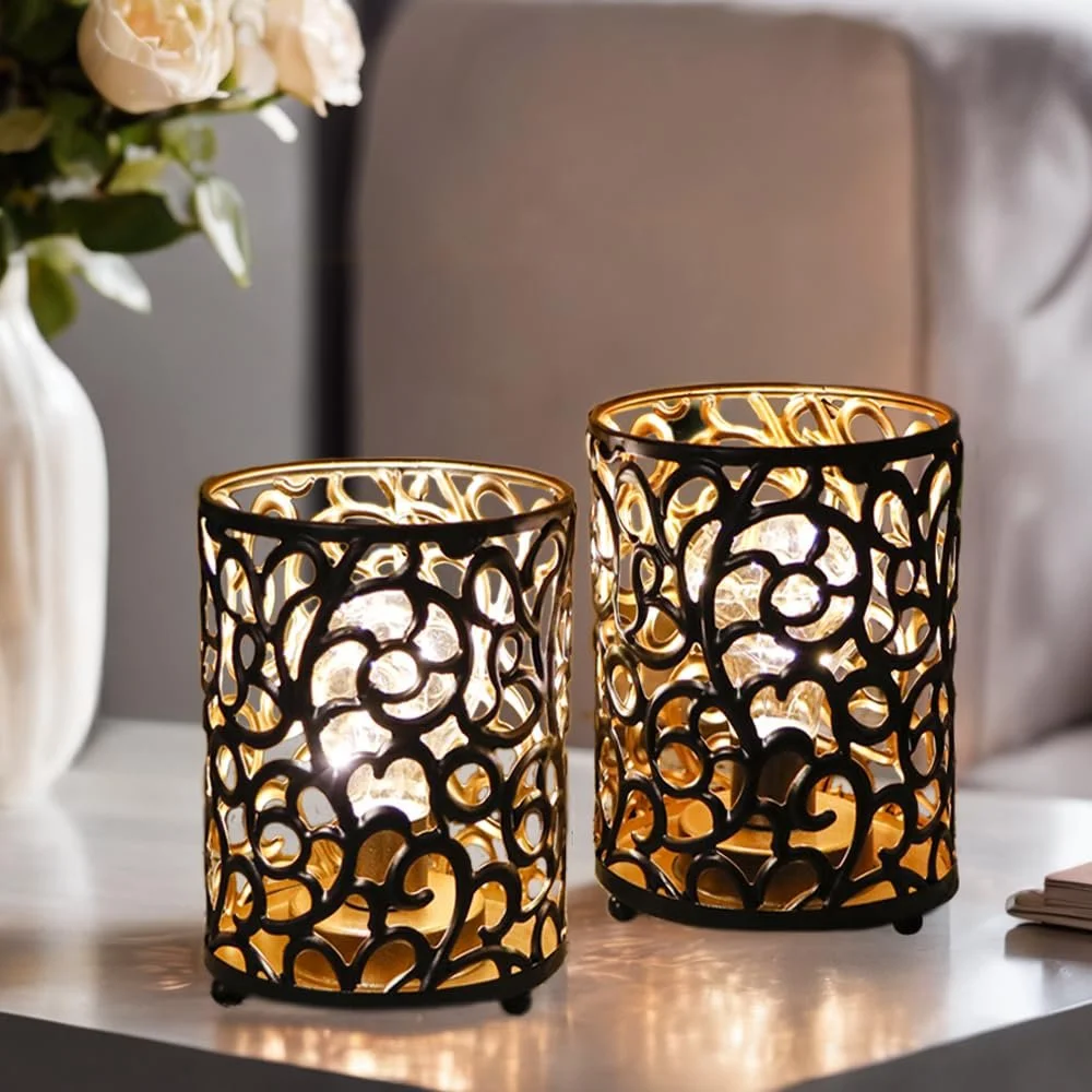 Настільна лампа JHY DESIGN Vintage 16 см Таймер 6 годин Металева Чорна (2 шт), фото №6