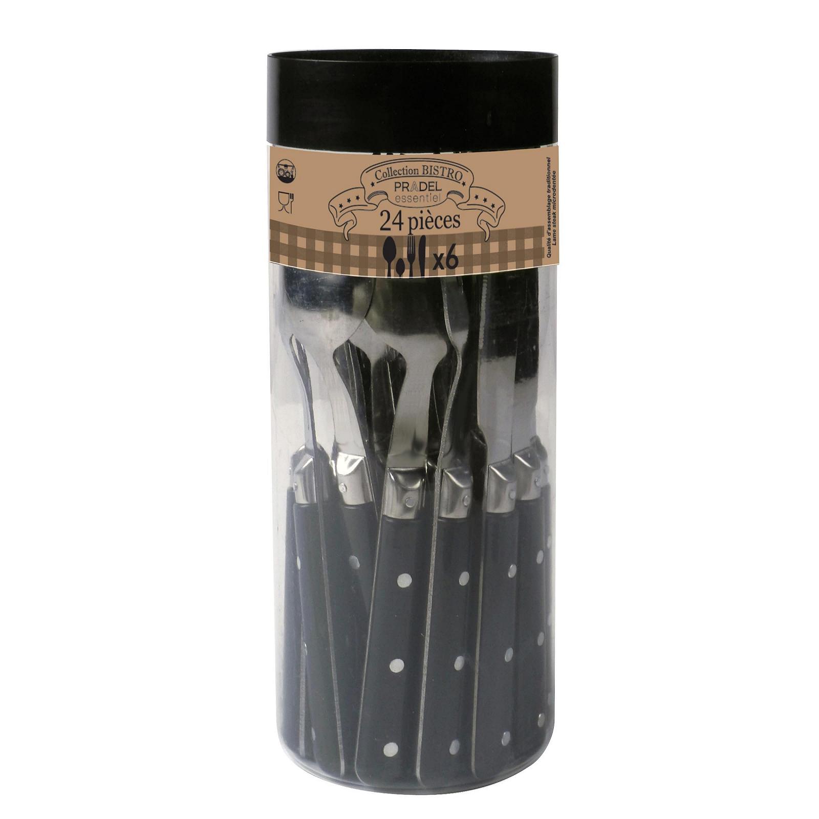 Набор столовых приборов Pradel Essentiel Bistro Club на 6 персон, 24 предмета, нержавеющая сталь 18/0, стандартная отделка, черный, фото №5