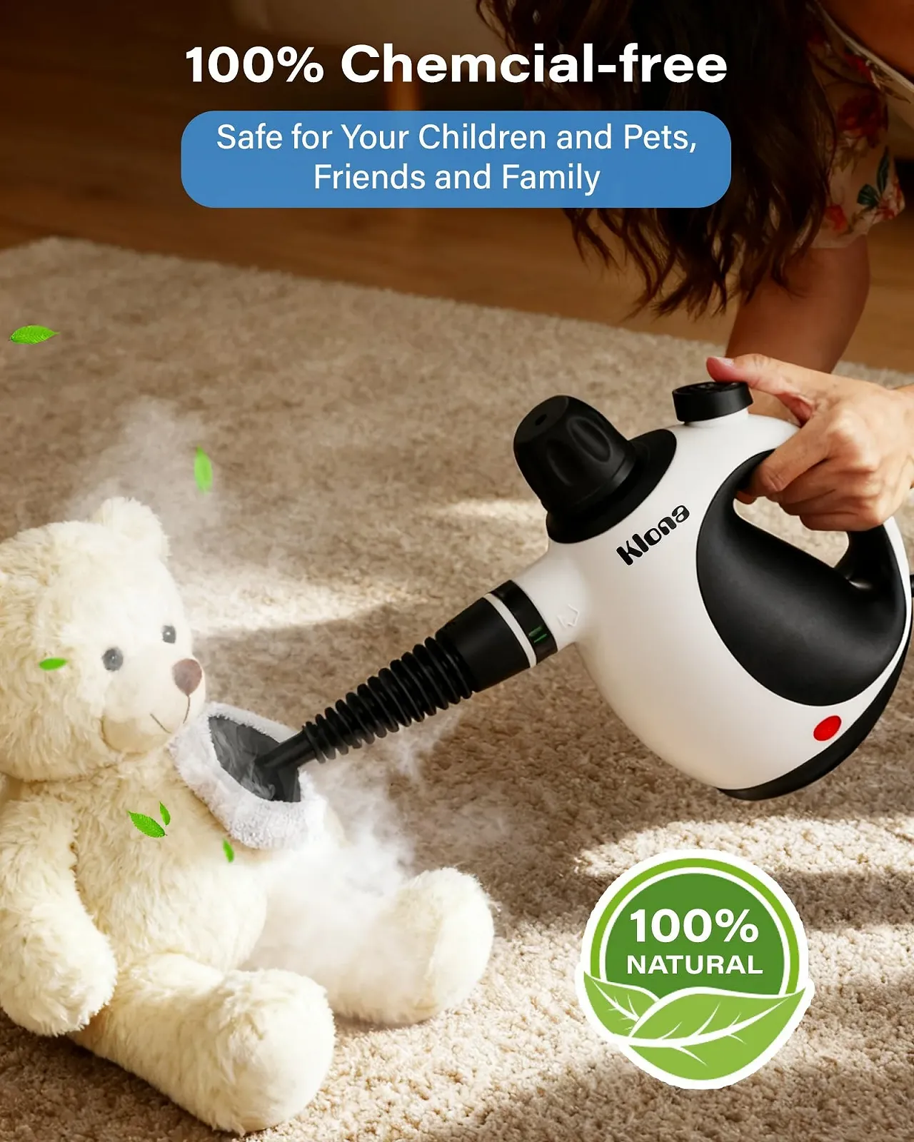 Пароочисник ручний KLONA 1050 Вт 350 мл з аксесуарами, фото №3