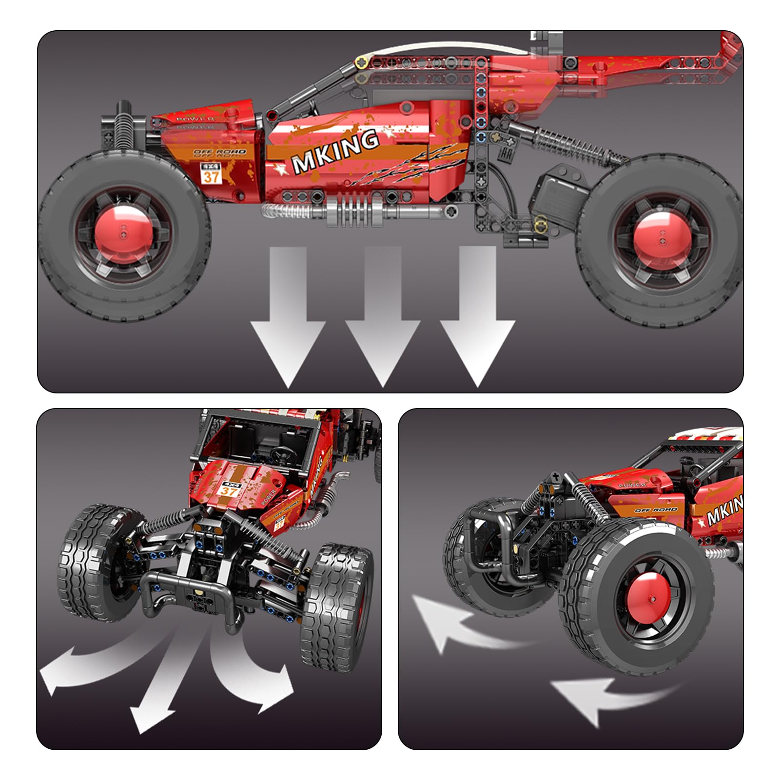 Іграшка Mould King 18019 Автомобіль Джип Керований По Бездоріжжю Збірна Модель 708 Штук 3 Мотори, фото №5