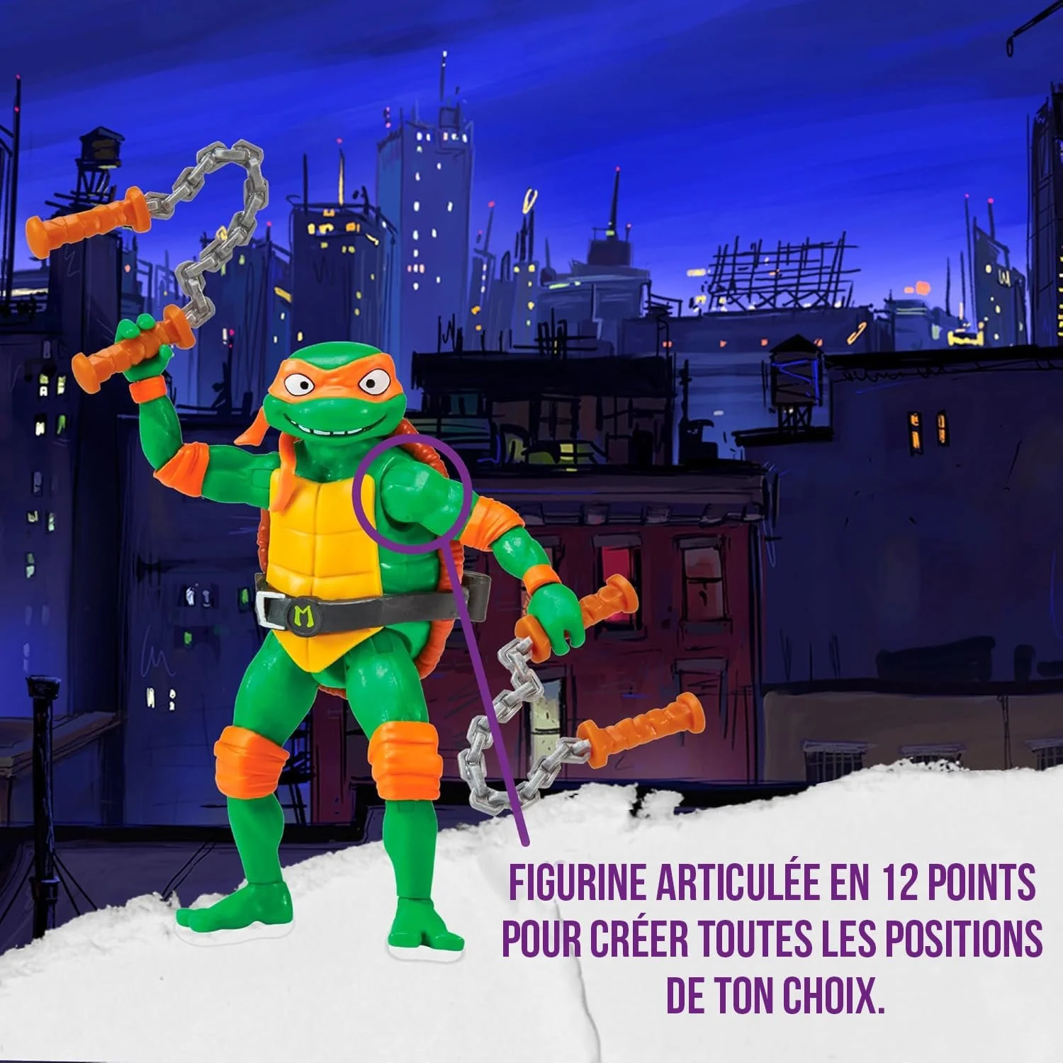 Игровая фигурка Giochi Preziosi Ninja Turtles Mutated Chaos Michelangelo 12 см шарнирная с аксессуарами, фото №4