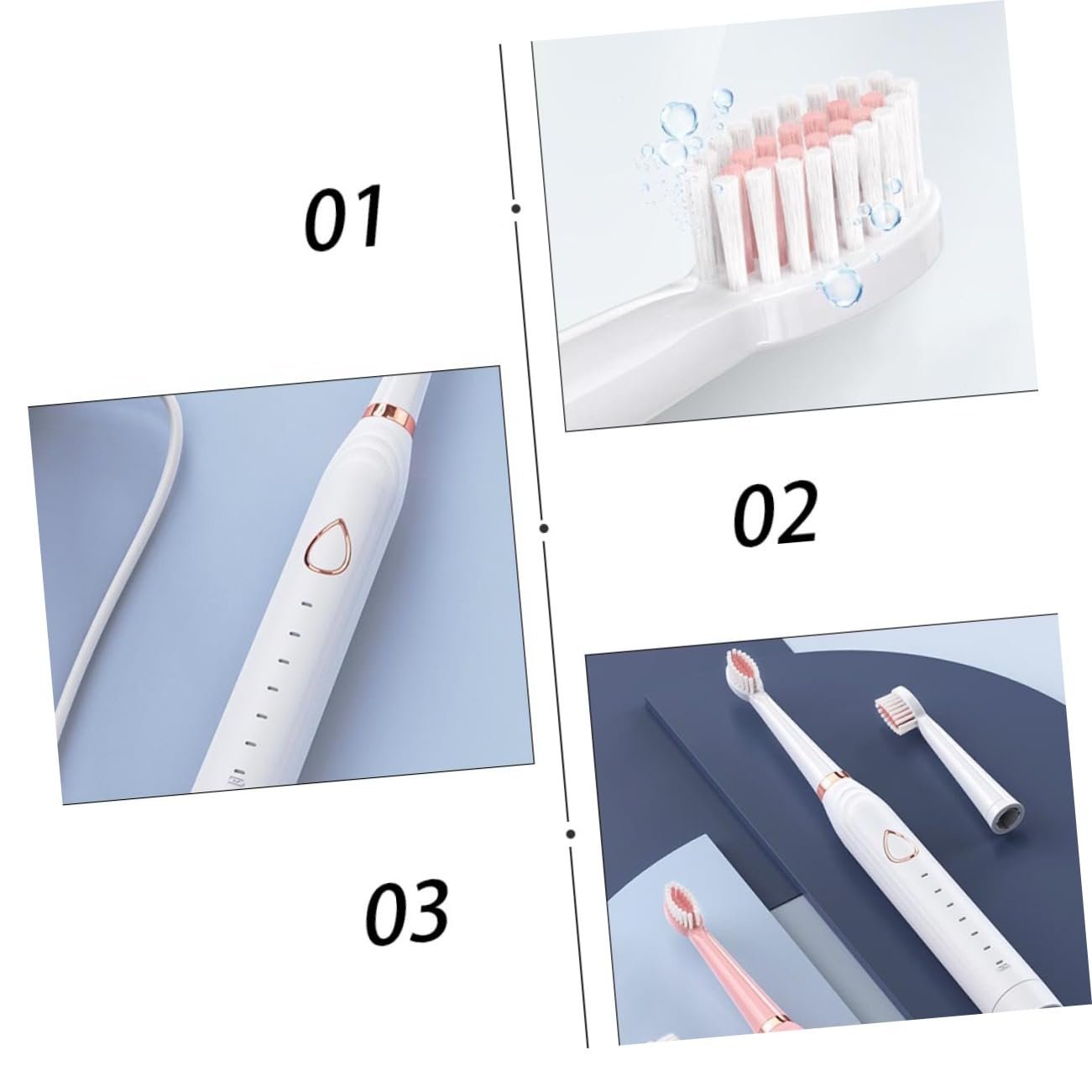 Звукова електрична зубна щітка VALICLUD 3 в 1 акумуляторна White, фото №8