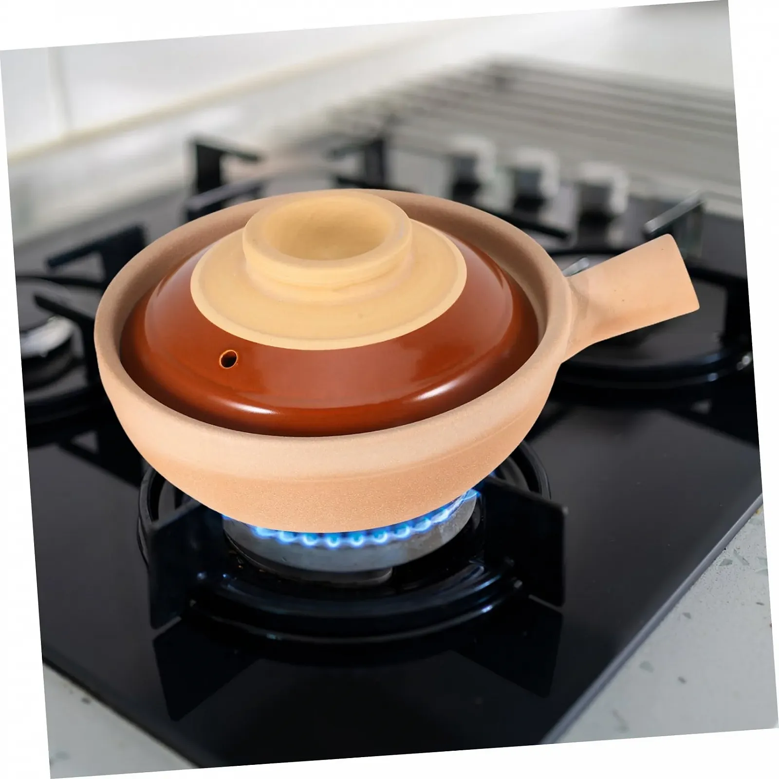 Керамическая кастрюля IMIKEYA с крышкой и ручкой Традиционная Глиняная для риса и супов, фото №6