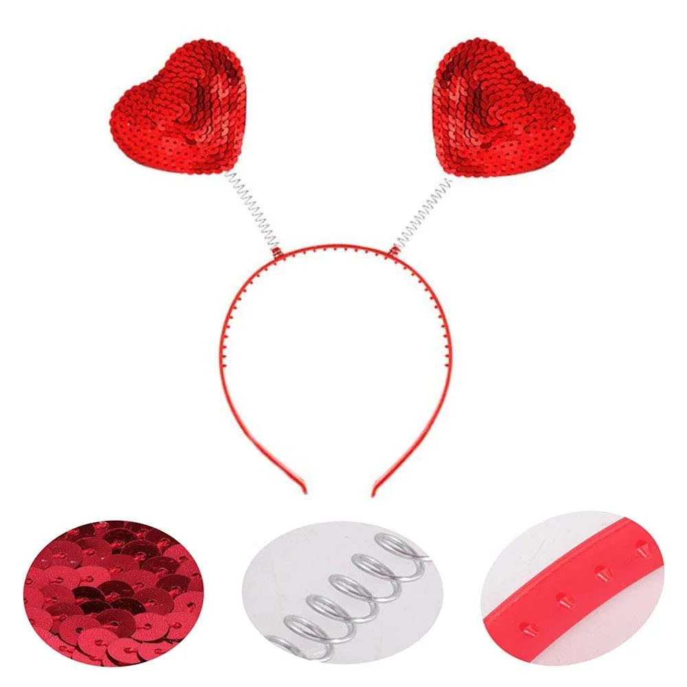 Обруч Серце Червоний з Блискітками, 2 шт, фото №2 Обруч Серце Червоний з Блискітками, 2 шт, фото №2