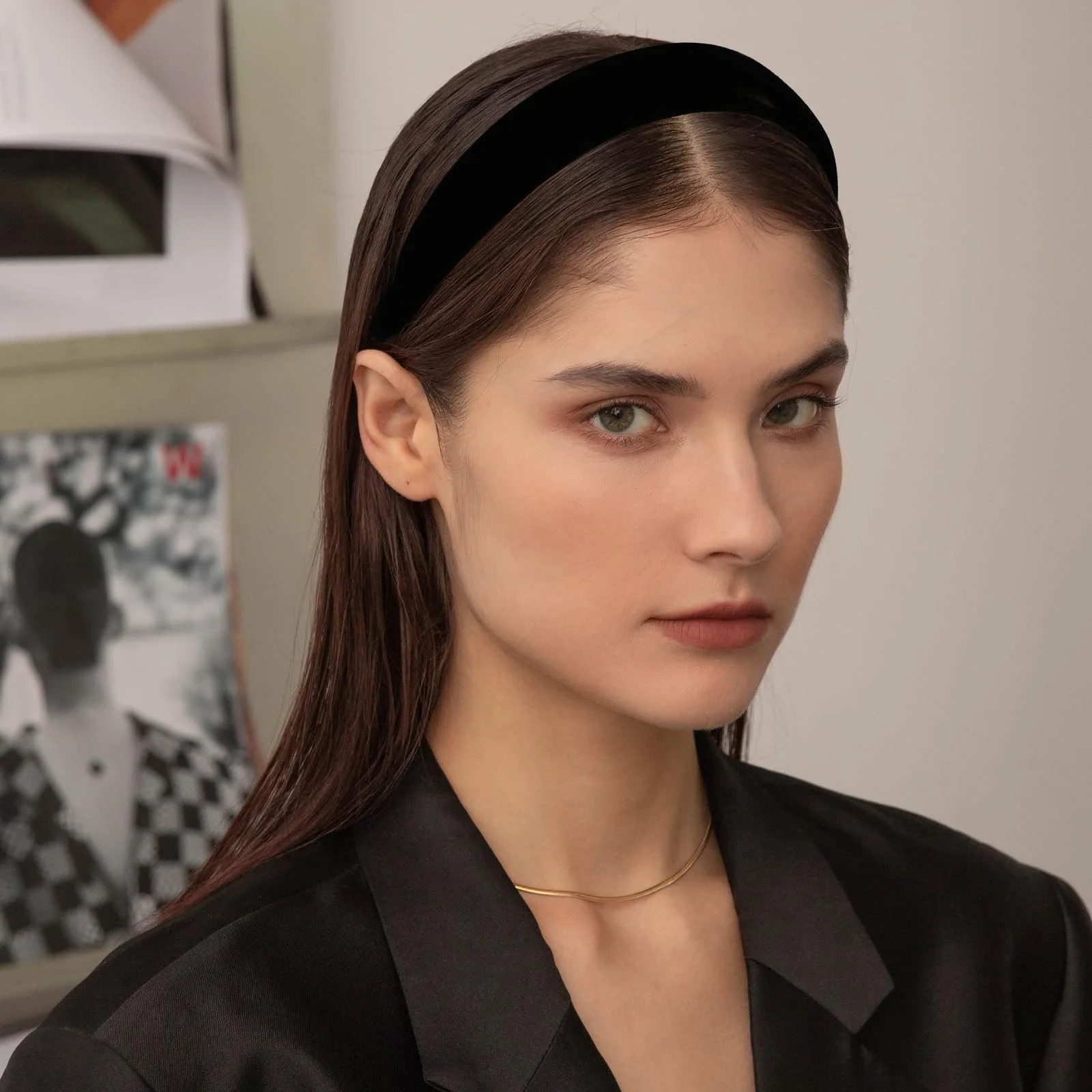 Обруч Оксамитовий Жіночий Ретро Чорний 3 см, фото №5