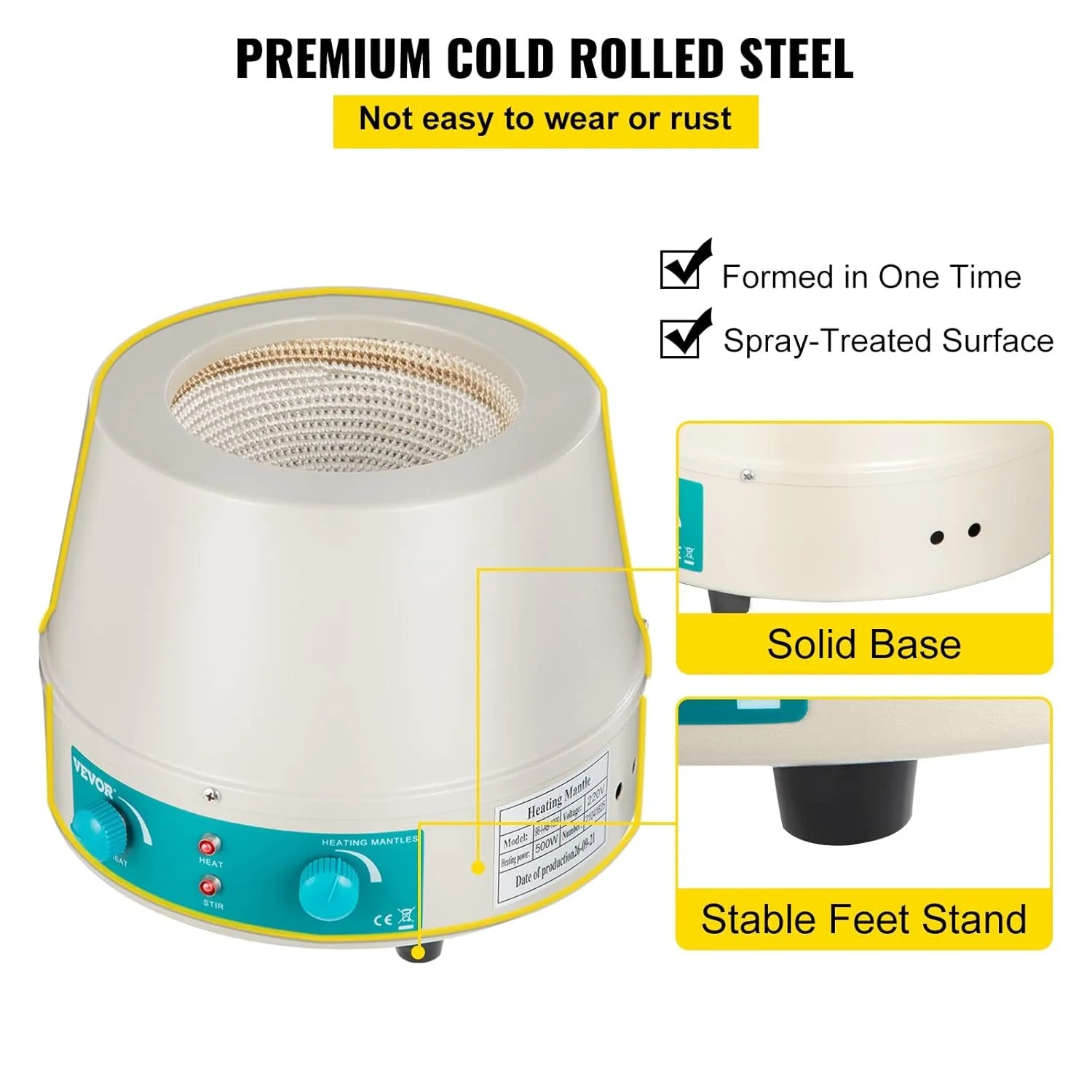 Магнитная мешалка VEVOR 98-I-AB-500 / 250W / 0.5 л / Серый, фото №4 Магнитная мешалка VEVOR 98-I-AB-500 / 250W / 0.5 л / Серый, фото №4