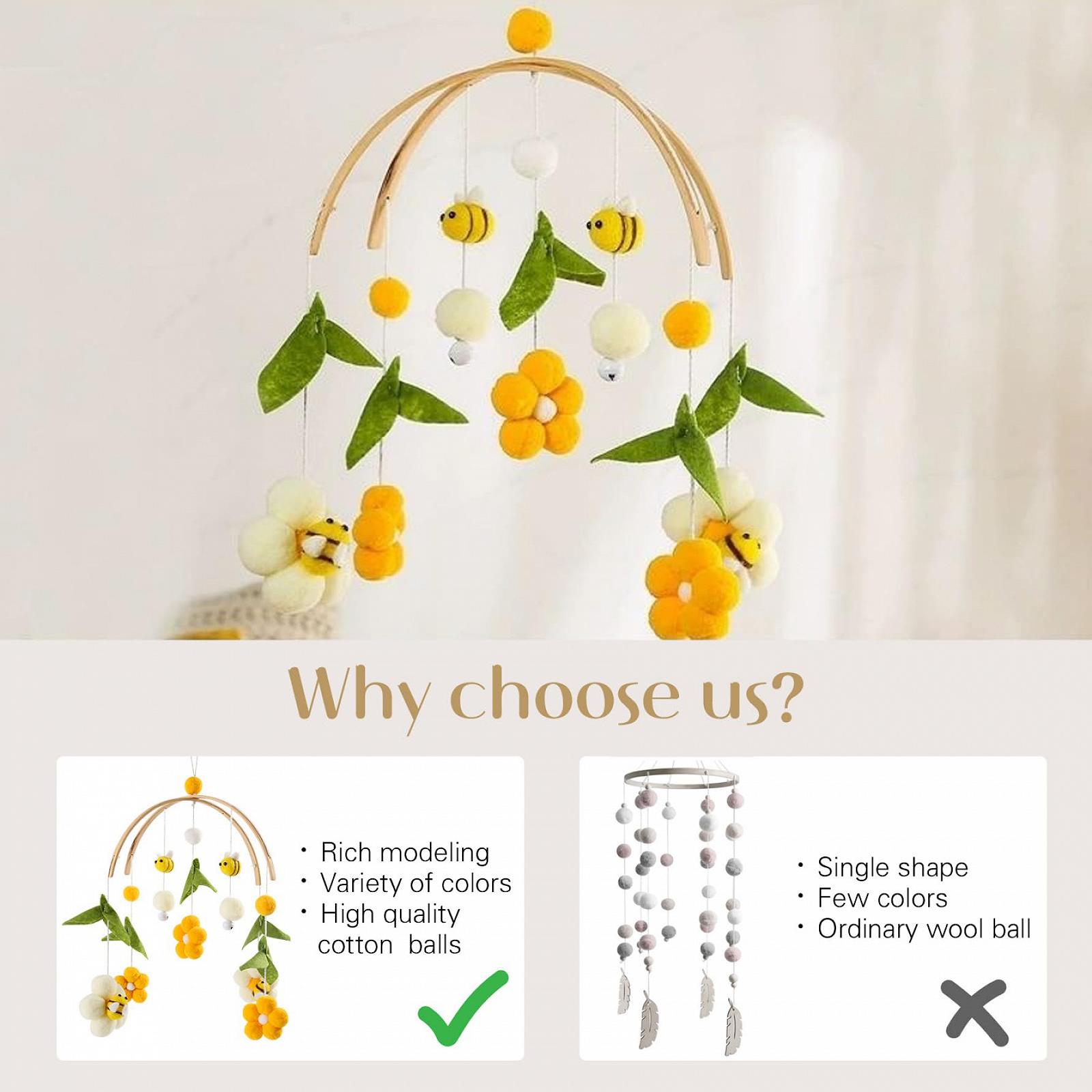 Мобиль Baby Crib Подвесной Мобиль Цветы и Пчелы с Колокольчиком для Кроватки, фото №3
