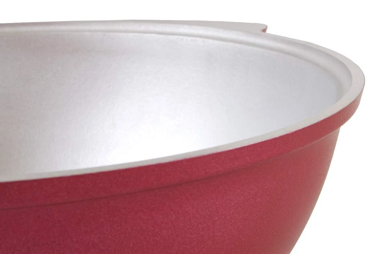 Казан Литой алюминиевый 9 л Азиатский вок Декоративное покрытие Винно-красный, фото №2