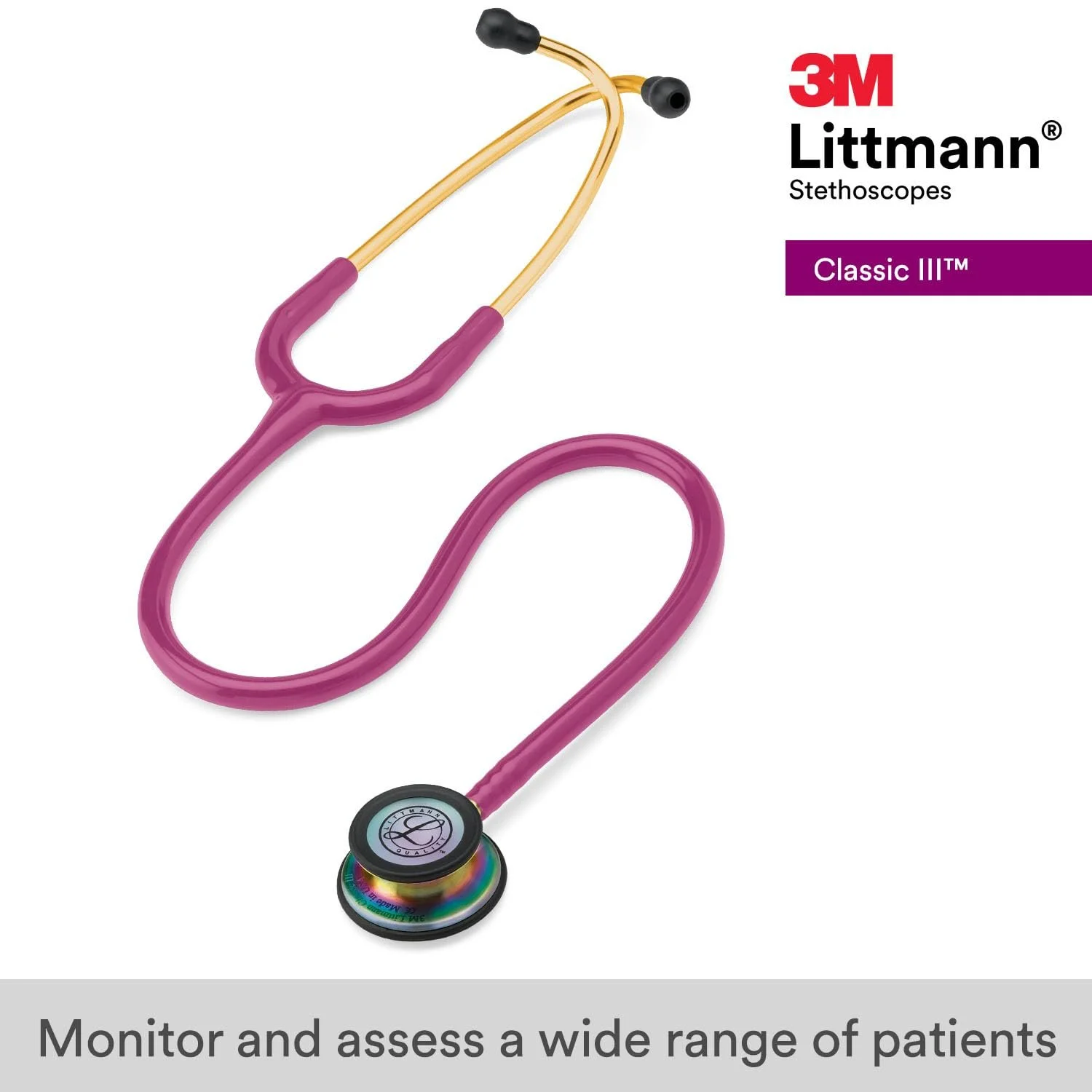 Стетоскоп 3M Littmann Classic III 69 см Малиновый, фото №2
