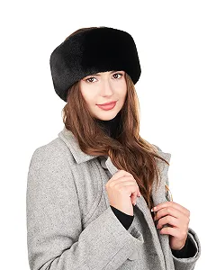 Повязка на голову Futrzane Modern, зимняя меховая, размер S, черная Modern synthetic.ua - Фото 1
