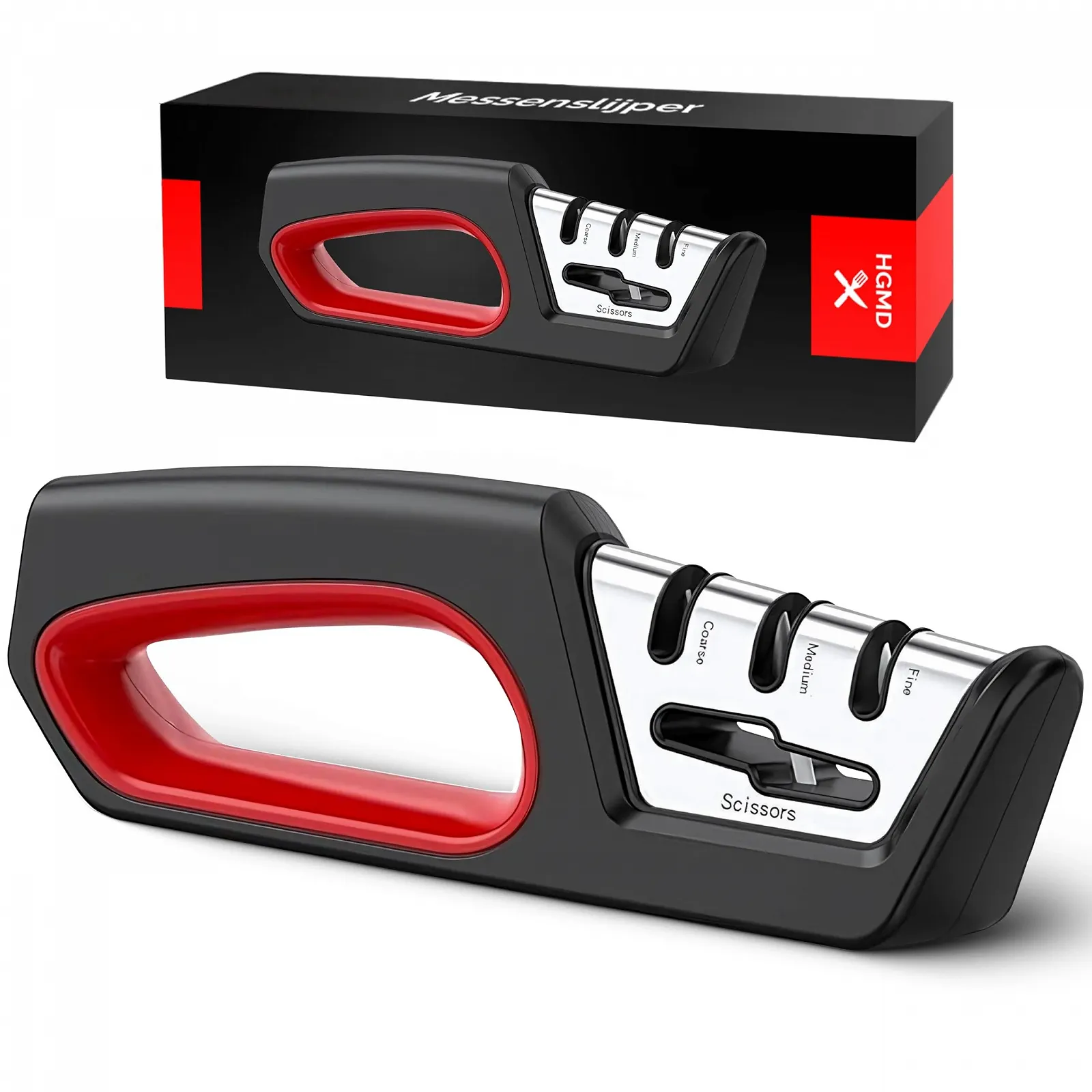 Точило для ножів та ножиць 4 в 1 3-рівневе ручне, фото №1