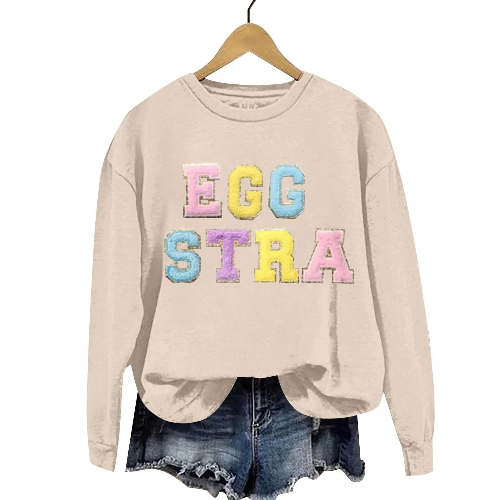 Світшот Generisch Однотонний З V-подібним Вирізом, фото №3