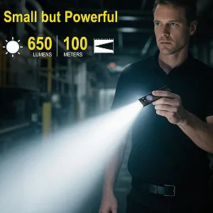 Ліхтар EDC BORUIT U8 LED Flat, 650 люмен, USB-C акумуляторний, з білим, жовтим та RGB світлом, IP67 водонепроникний, магнітна основа та кліпса synthetic.ua - Фото 1