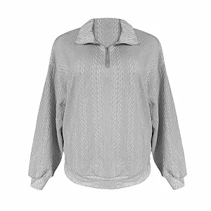 Свободная кофта на молнии для женщин и девушек Lässiges, однотонная, воротник на молнии, повседневная, с длинными рукавами synthetic.ua - Фото 1