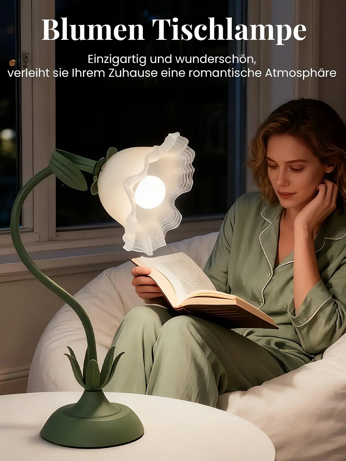 Настільна лампа Flower Vintage LED 3 режими кольору Гнучка E27 Green, фото №6