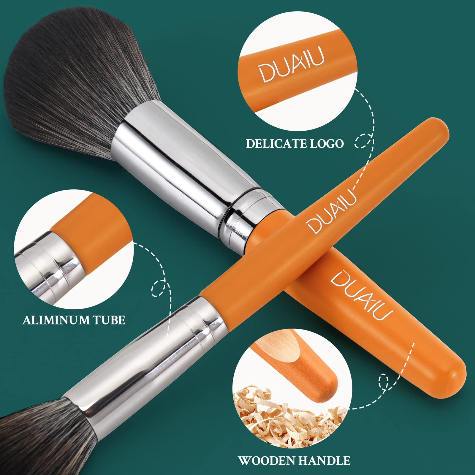 Набір пензлів DUAIU Make Up Brush Set 12 шт, професійний, з сумкою, для тіней, губ, рум'ян, фото №4