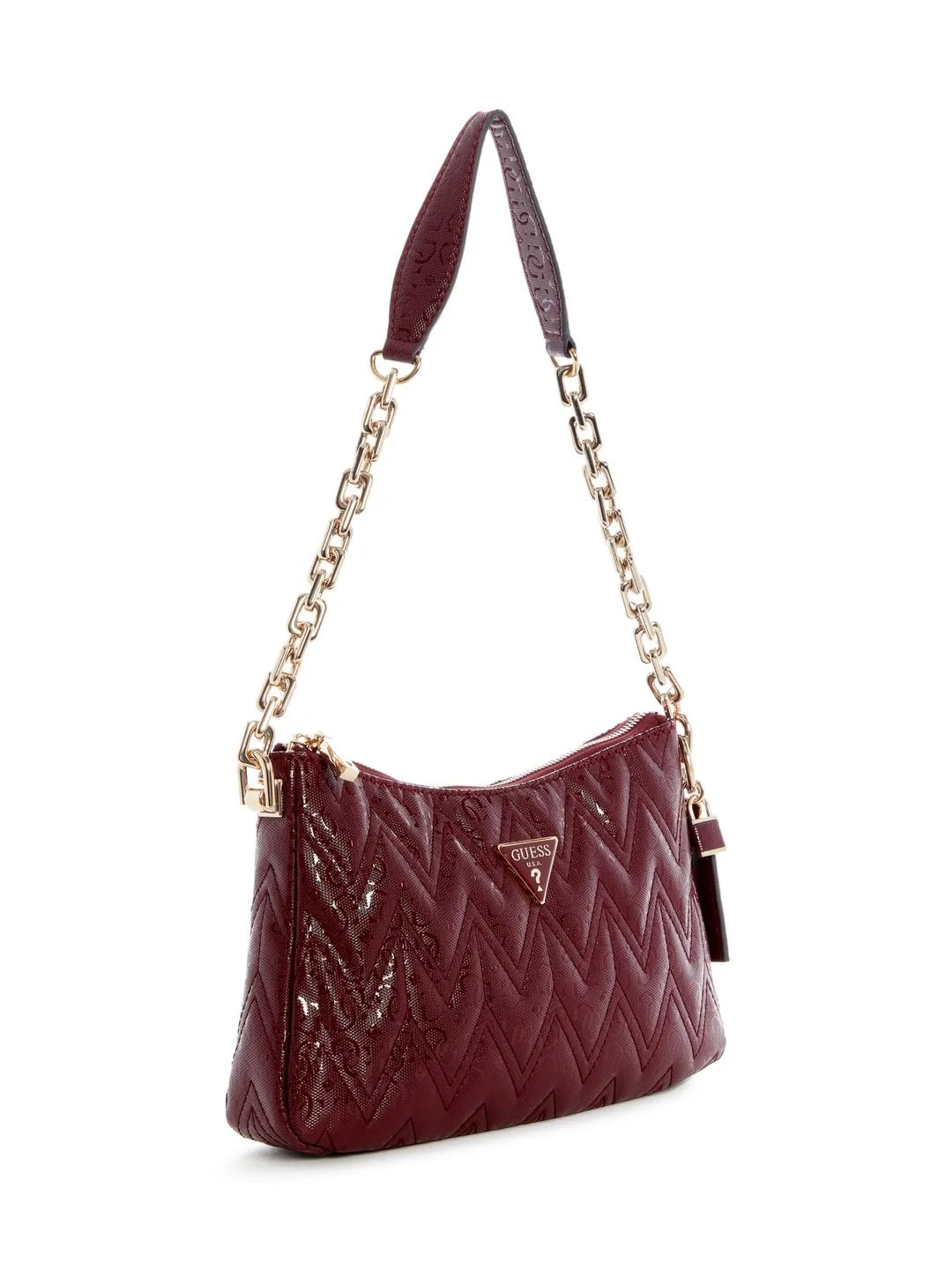 Сумка на плече GUESS Adelard Top Zip, бордовий, One Size, фото №4