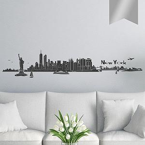 Наклейка на стіну New York Skyline 100 x 20 см Срібляста - Фото 1