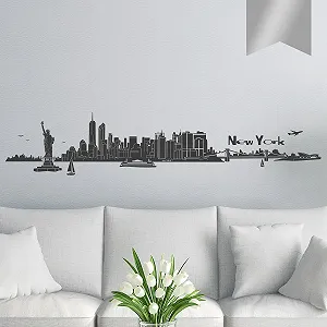 Наклейка на стіну New York Skyline 100 x 20 см Срібляста - Фото 1