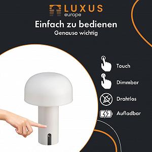 Настільна лампа Luxus Noa сенсорна LED акумуляторна димування H20 x Ø10 Біла synthetic.ua - Фото 1