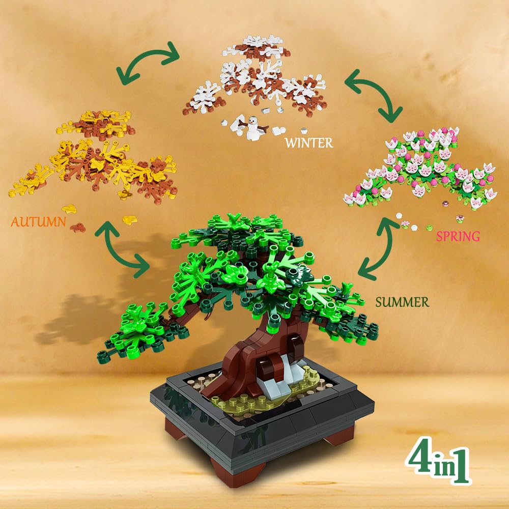 Набор INSOON 4 в 1 Flower Bonsai Tree 612 шт Cherry Blossom Flowers Kit Botanical Series, фото №8
