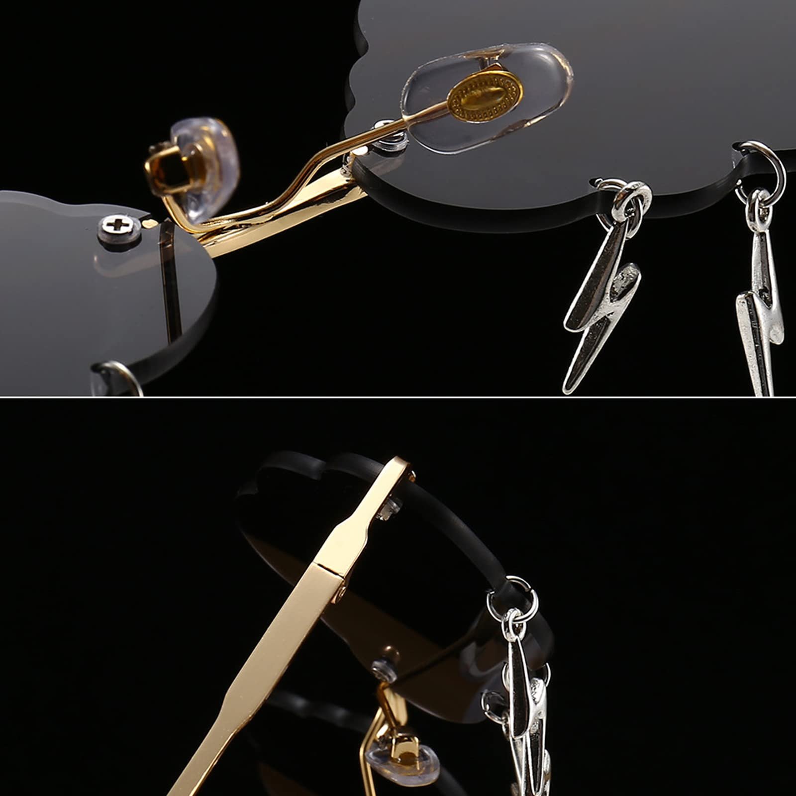 Сонцезахисні окуляри CTForest Без оправи Золотий, синьо-рожевий (2 шт), фото №5