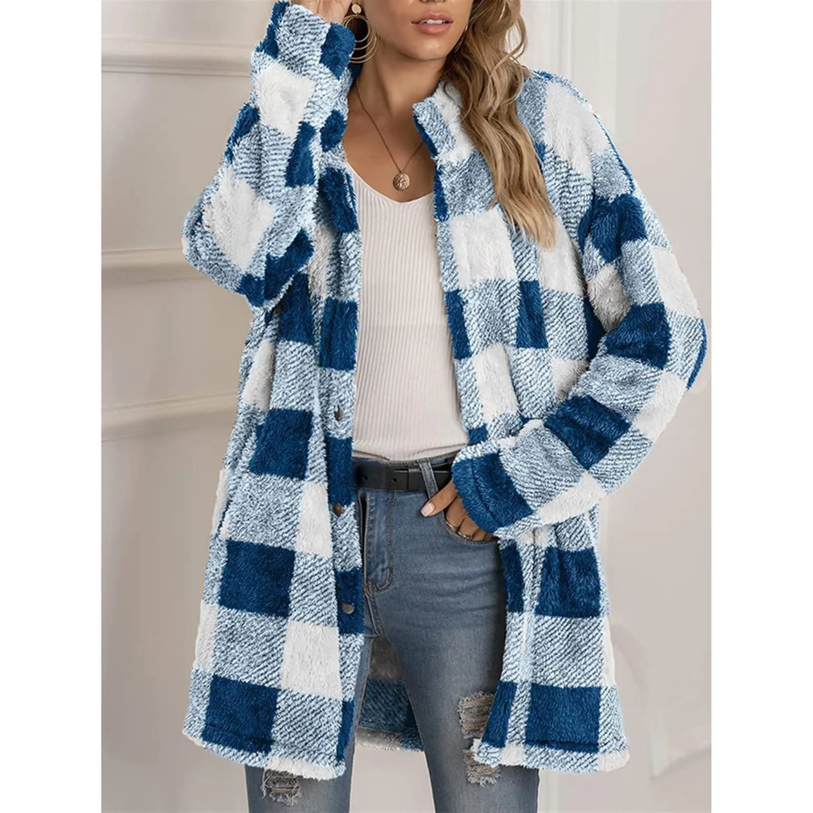 Куртка в клетку Sawmew Женская зимняя на подкладке, фото №3