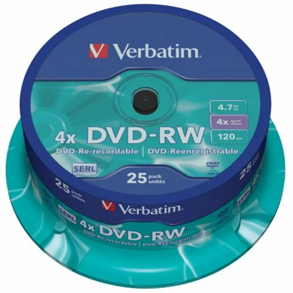 Диск DVD Verbatim 4.7Gb 4x CakeBox 25 шт silver (43639), фото №1