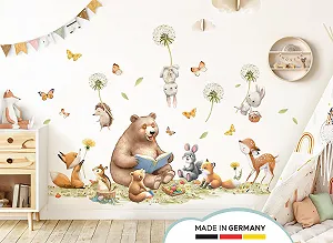 Наклейка на стіну Little Deco DL5066 L Лісові тварини ведмідь лисиця synthetic.ua - Фото 1