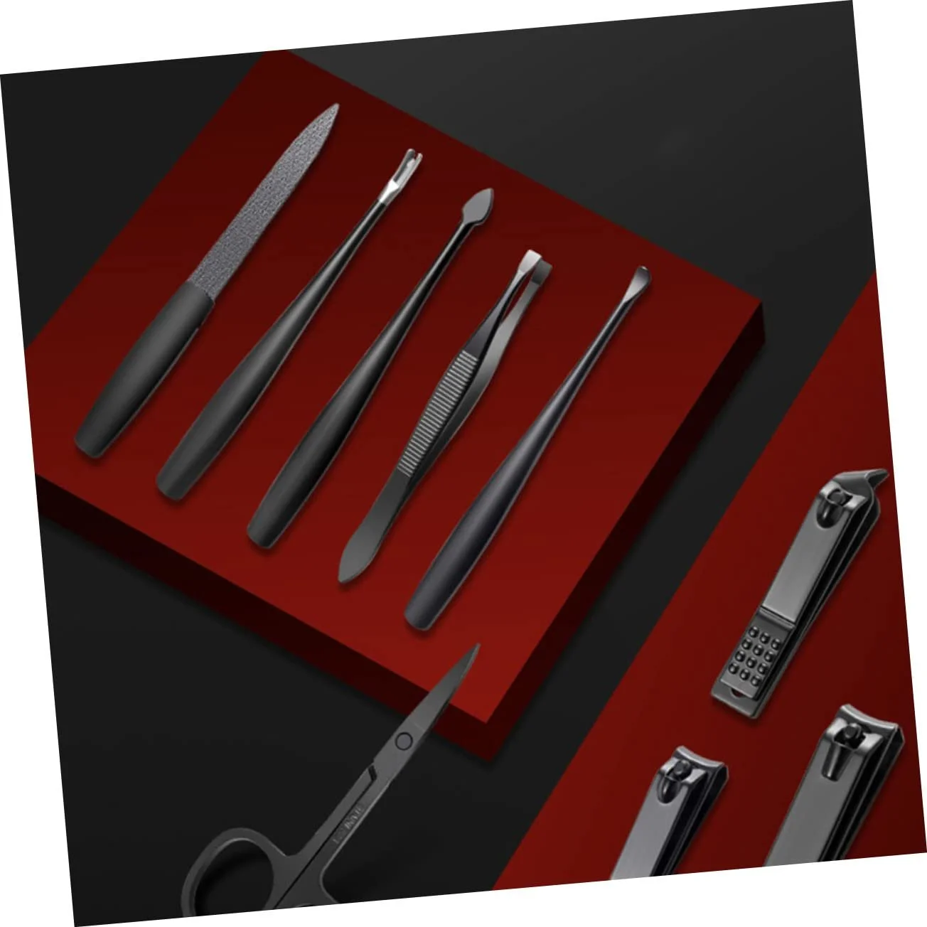 Набор для маникюра Мультифункциональный из нержавеющей стали Портативный Черный, фото №3