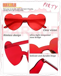 Очки Без оправы Сердцевидные PARSUP, 9 пар, Прозрачные Красные/Розово-красные/Розовые, Цветное стекло synthetic.ua - Фото 1