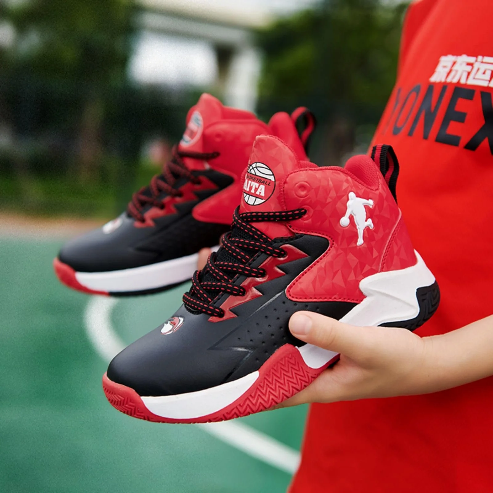 Модні дитячі міцні та неслизькі спортивні баскетбольні кросівки, фото №4