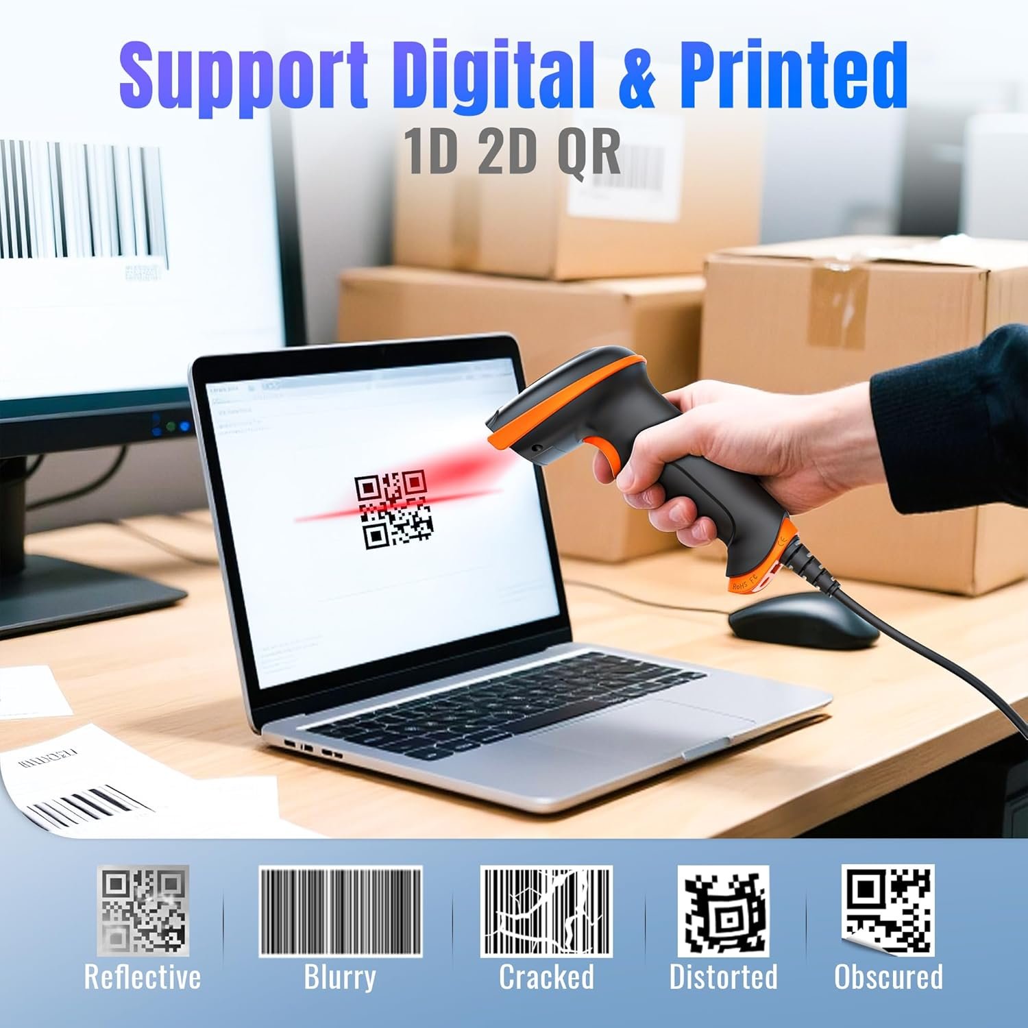 Сканер Tera D5100Y Черно-оранжевый, фото №4