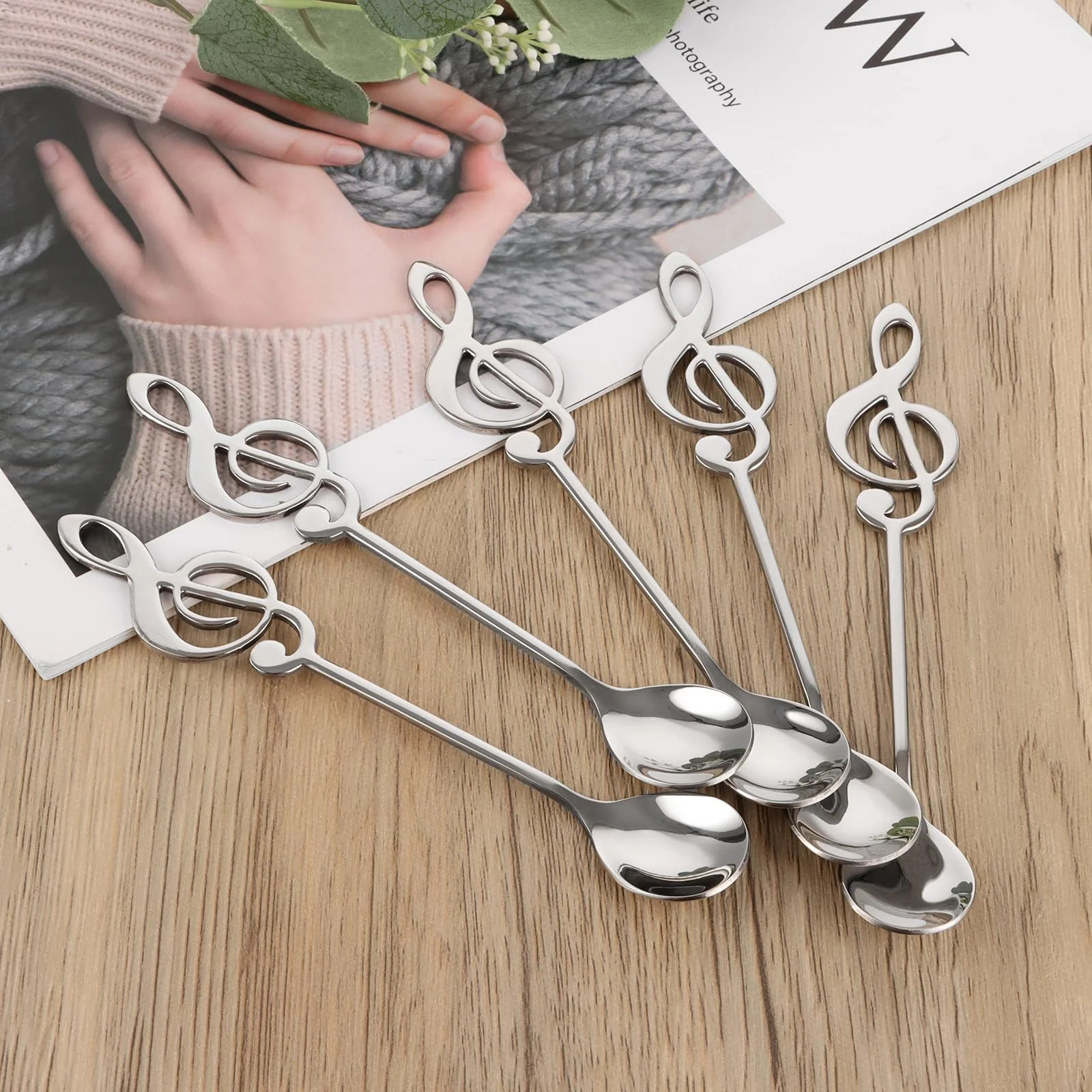 Ложка кавова MIVIDE Музична нота Срібний, набір 16 шт, фото №7