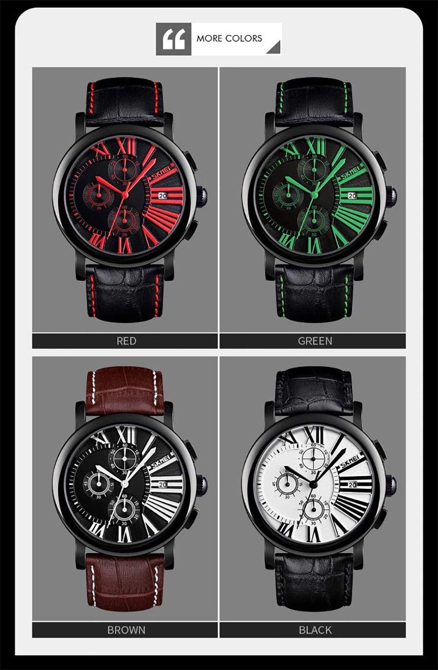 Мужские часы SKMEI Chronograph Date Roman Numerals SK9196VAR Черные с коричневым ремешком, фото №7