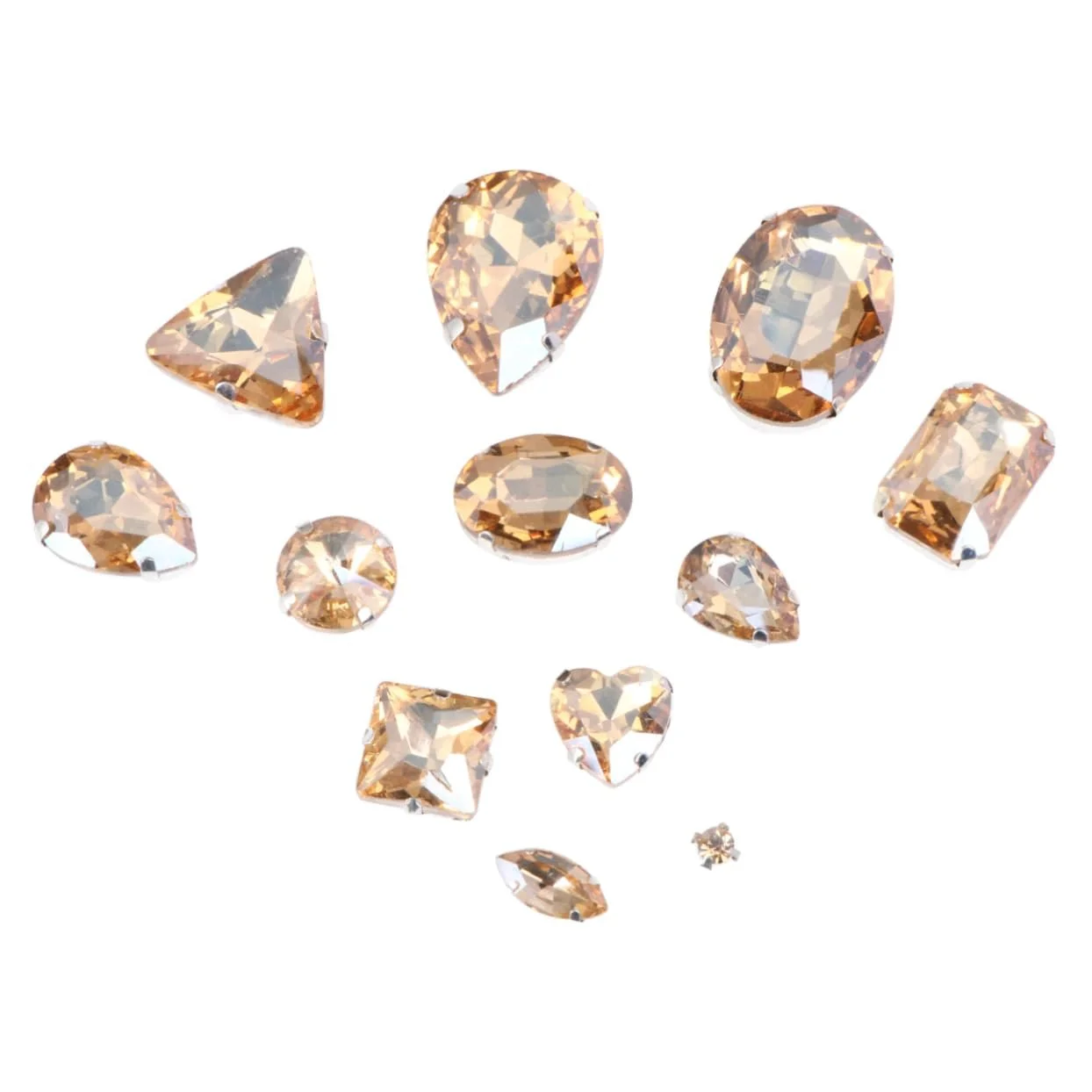 Стрази Скляні Краплеподібні з Кристалами та Срібною Плоскою Основою, 50 шт, фото №1