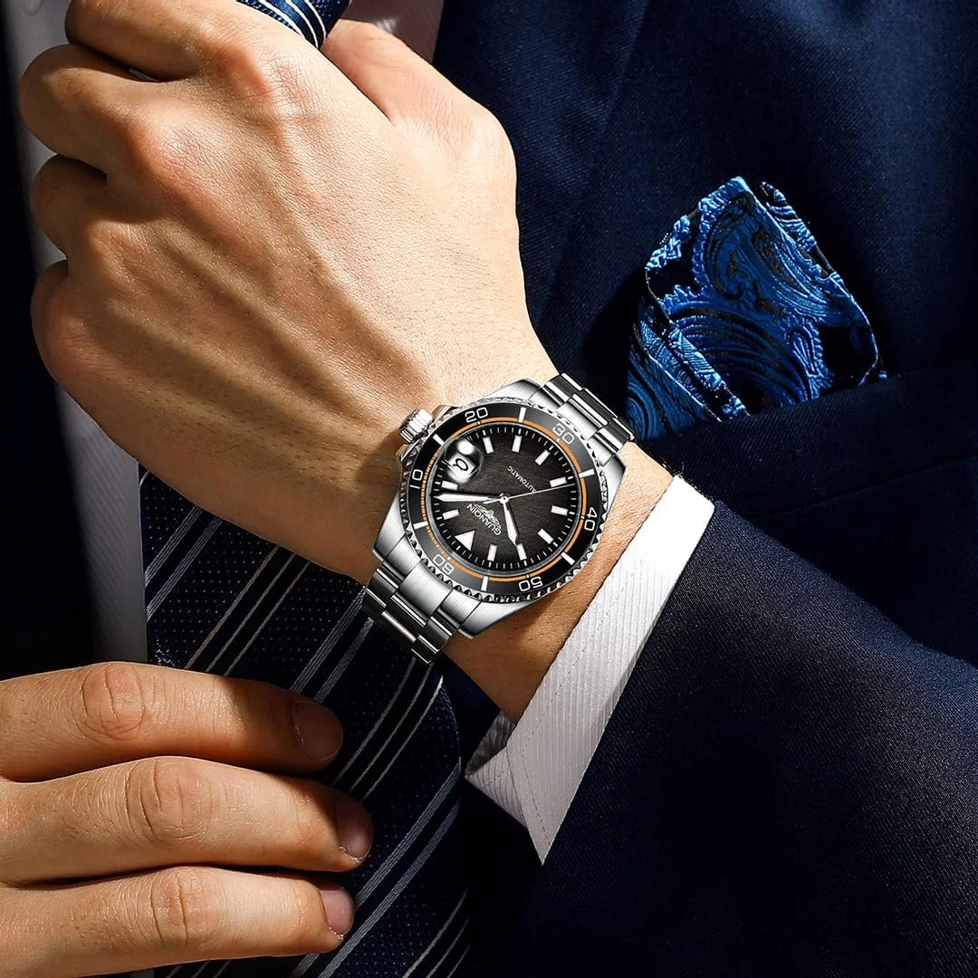 Автоматичний годинник GUANQIN 41 мм, нержавіюча сталь, водонепроникний, механічний, фото №2