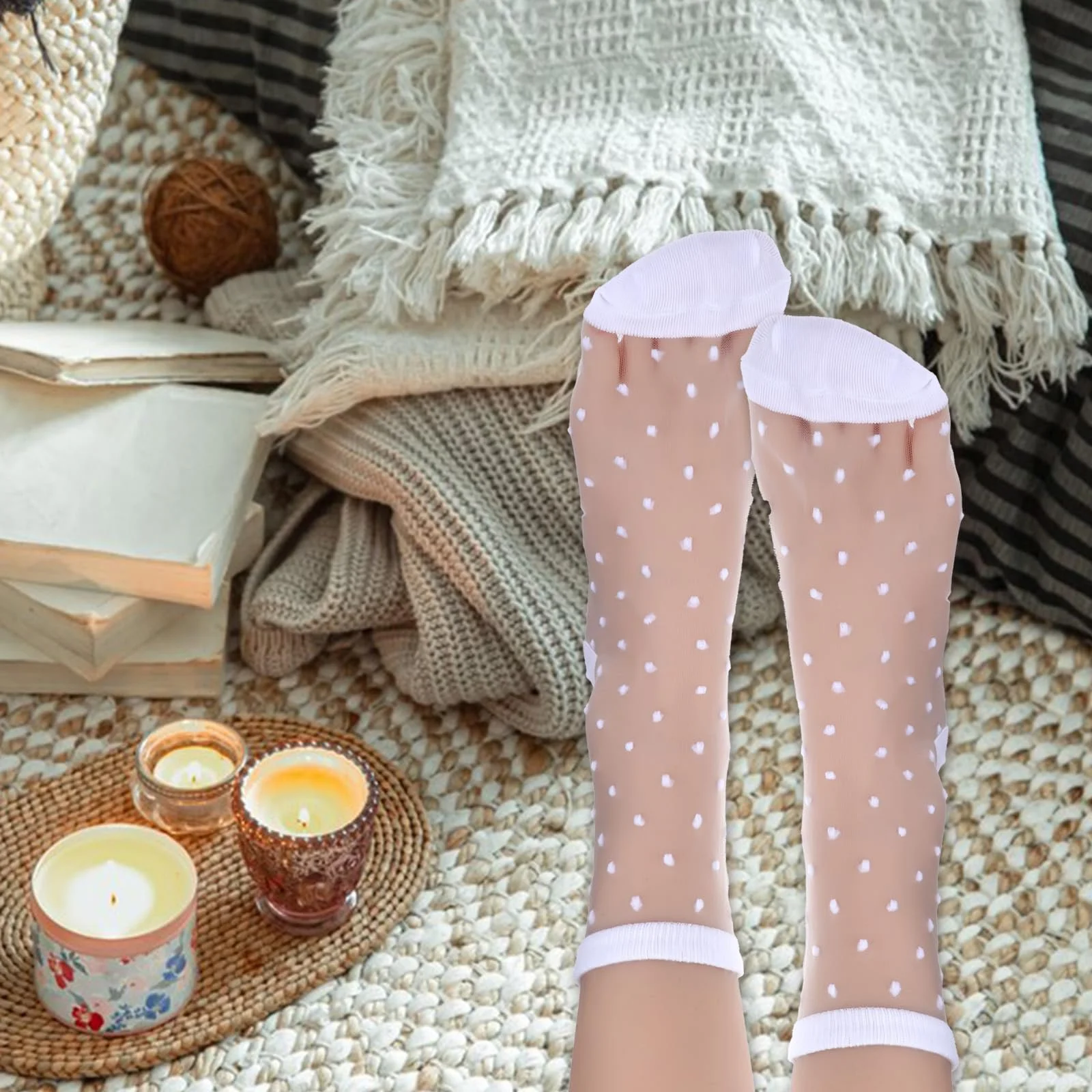 Шкарпетки з рюшами TIESOME Жіночі, Прозорі, 5 пар, фото №4