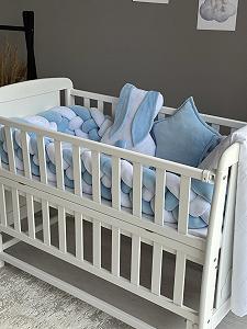 Комплект постільної білизни для новонародженого Зайчик з бортиками іграшками блакитний - Фото 1