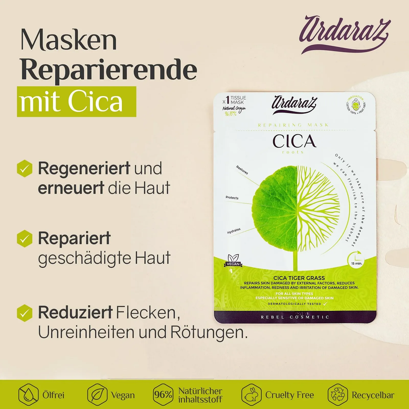 Зволожуюча тканинна маска для обличчя Ardaraz CICA Centella Asiatica, фото №2