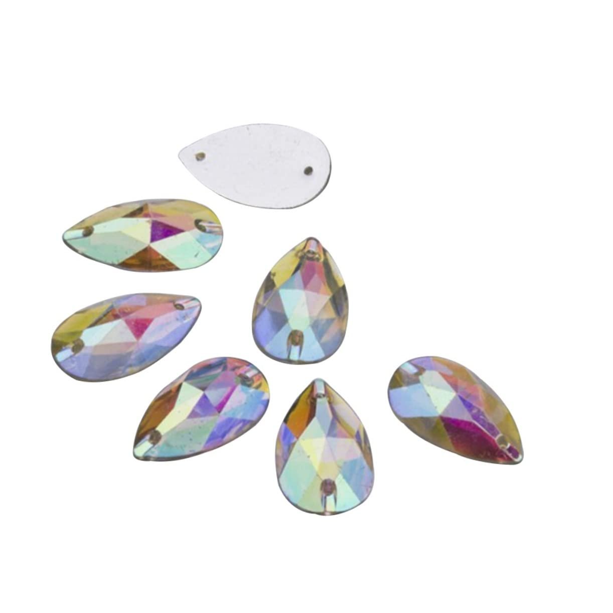 Стрази FOMIYES Краплеподібні 13x22 мм, для пришивання або приклеювання, плоска задня частина, 50 штук, різнокольорові, фото №1