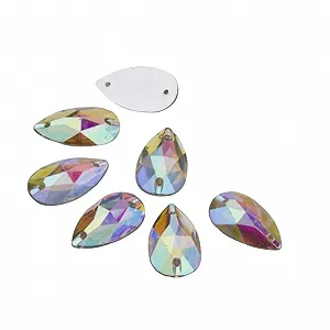 Стрази FOMIYES Краплеподібні 13x22 мм, для пришивання або приклеювання, плоска задня частина, 50 штук, різнокольорові - Фото 1