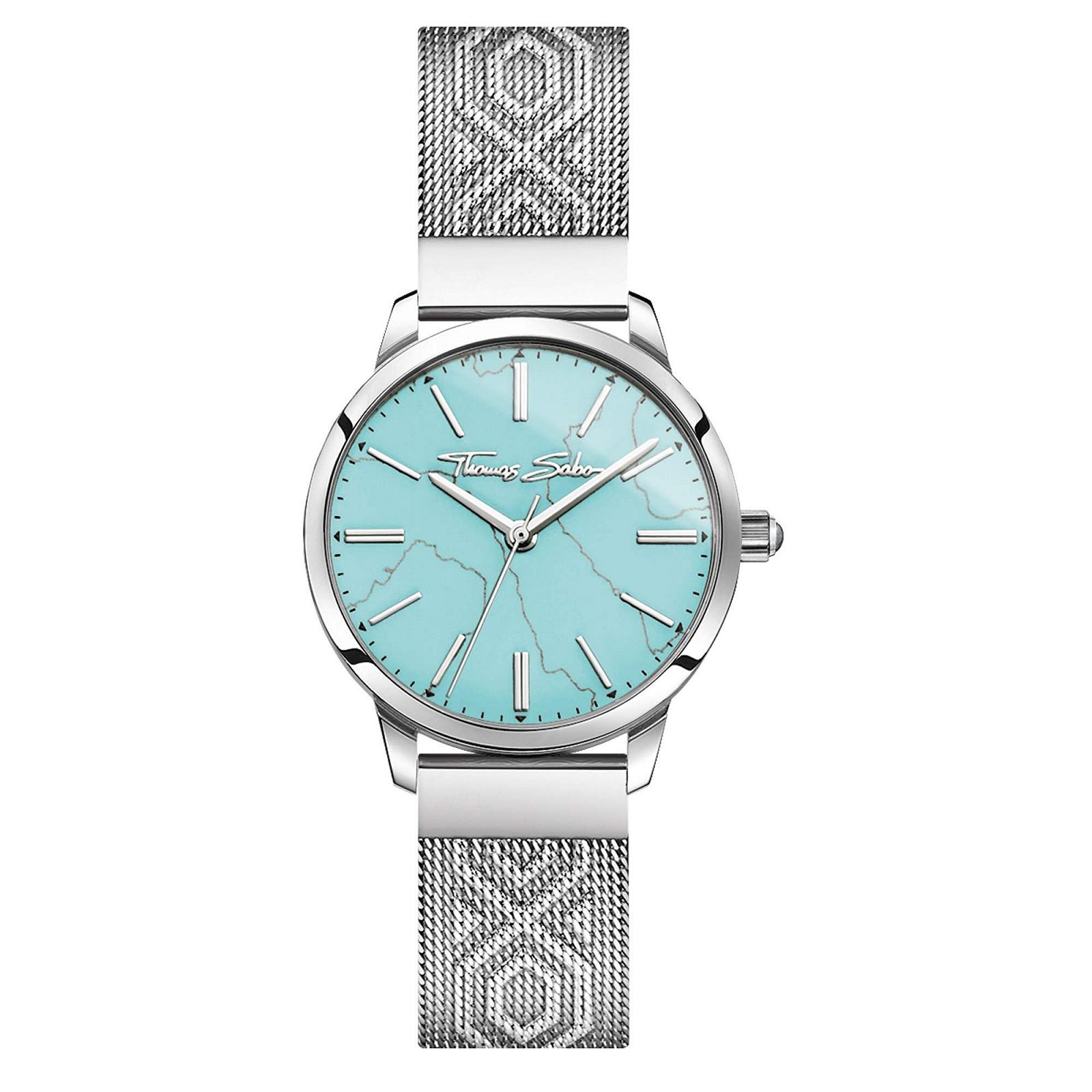 Жіночий годинник Thomas Sabo Turquoise WA0343-201-215-33 мм, сріблястий, браслет, фото №1